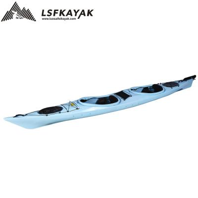 China LLDPE Double Seat 2 Person Tandem 17FT Racing Sit In Canoe LLDPE Plastic Kayak For Sale for sale