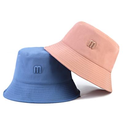 China 2021 Fashion M Letter Embroidery Couples Simple Bucket Hat Fisherman Hat Men And Women Picture Hat for sale