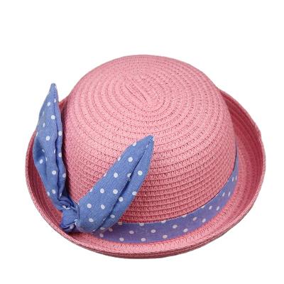 China Factory Supply Kids Sun Straw Hat Striped Direct Block Straw Hat Outdoor Sun Block Straw Hat for sale