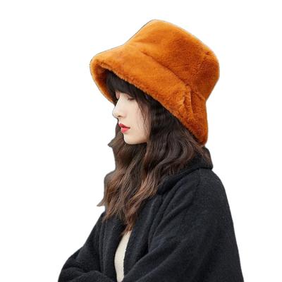 China Factory Price Plush Bucket Hat Winter Bucket Hat Faux Fur Bucket Hat for sale