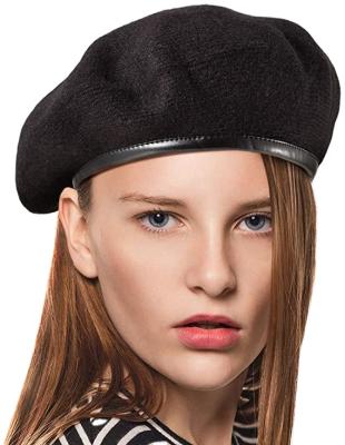 China Good Price Striped Wool Felt Beret Winter Warm Beret Army Soldier Military Beret Hat For Women for sale