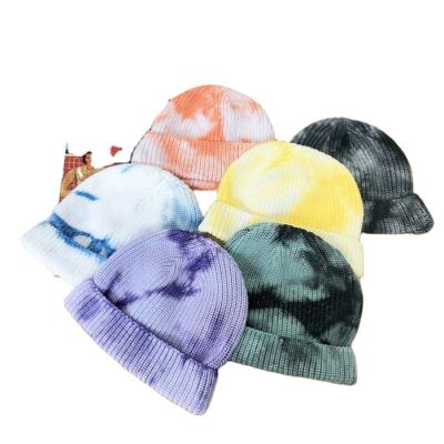 China New COMMON Beanie Warm Chunky Soft Stretch Tie Dye Cable Knit Beanie Skully Winter Hats for sale