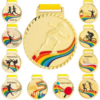 China Europe Amazon Selling Custom Metal Gold Medals Soccer Basketball Swim Sports Day Kids Medal for sale