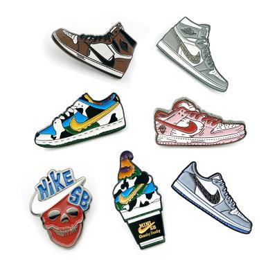 China Custom Europe Lapel Pin Trend Sneakers Brooch Pins Ice Cream Metal Badges Grin Backpack Enamel Pins for sale