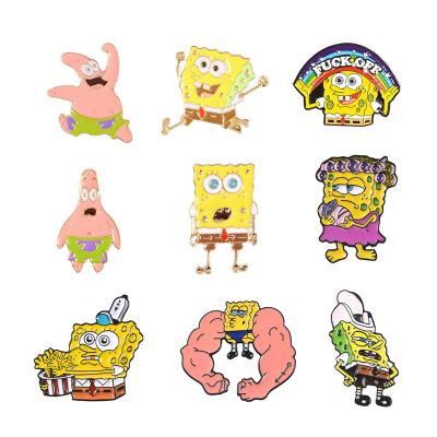 China Europe magnetic explosion cartoon anime square pants clothes hijab pins metal alloy brooch pin for sale