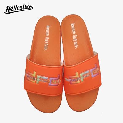 China Fashion Trend Helloslides Shape Custom Logo Indoor Outdoor Slippers For Men And Women Hide Slipper Slide for sale