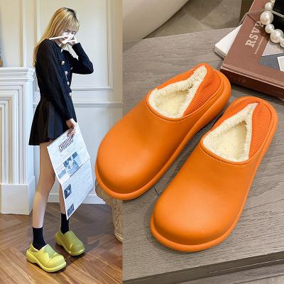 China 2021 Fashion Trend Hopeful Multicolor Faux Fur Warm Fluffy Cross Houses Winter Slippers for sale