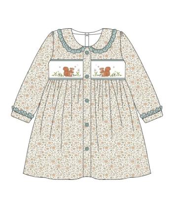 China Wholesale 2023 Autumn Design Girls Boutique Long Sleeve Embroidery Children's Baby Dress Breathable Casual Dress for sale