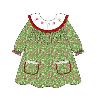 China Breathable hot sale summer girls clothing set embroider long autumn and winter dress boutique clothing for sale