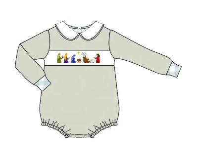 China Lovely New Design Embroidery Pattern Boy Romper Breathable Long Sleeve Christmas Clothes Kids Boy Autumn Outfits for sale