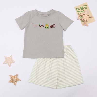 China Sale Embroidery Breathable Children Top Clothing Wholesale Animal Summer Two Pieces Set for sale