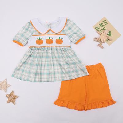 China 2023 Winter Products Breathable Pumpkin Embroidery Kids Outfit Babies Clothes Customizable for sale