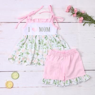 China Hot Sale Summer Breathable Sleeveless 2023 Two Piece Key Outfits Me Like MOM Girls Clothing Set for sale