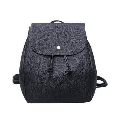 China Anti-Theft 2021 New Arrival Women's Black Small Double Backpack Pure Color Clemence women's backpacks for sale