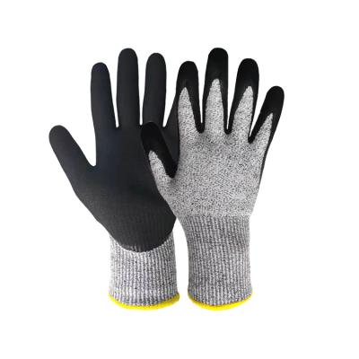 China Comfortable Custom Logo Gloves Cut Resistant Level 5 Nitrile Coated Gloves for sale