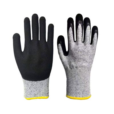 China Daily Work /Manufacturing Cut Safety Level 5 Sandy Nitrile Coated Cut Resistant Safety Gloves for sale