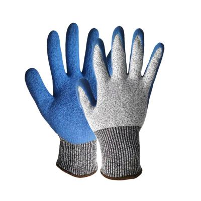 China HPPE Glass Factory Knitted Level 5 Cut Resistance Latex Coated Spearfishing Gloves for sale