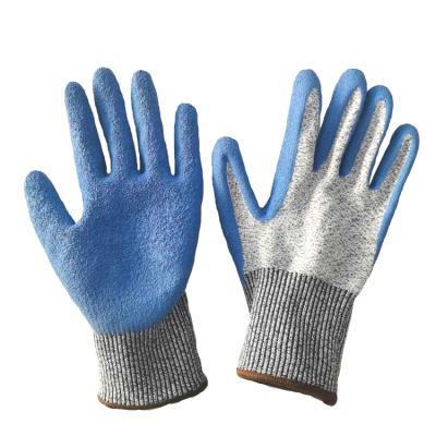 China Daily Work /Construction HPPE Knitted Super Grip For Metal Glass Industry Cut Resistant Latex Coating Gloves for sale