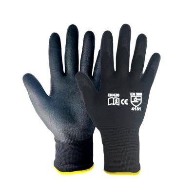 China Comfortable / Sofety EN388 4131 Customized Black Coating Superior Fit PU Work Gloves for sale