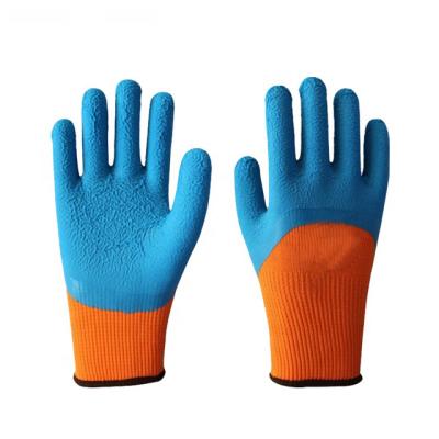 China High Quality Professional Safety Acrylic Terry Loop Foam 3/4 Blue Latex Work Coated Safety Working Gloves for sale