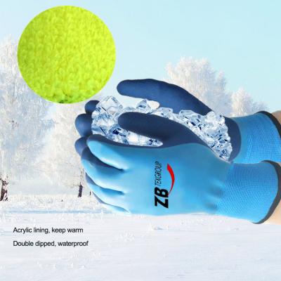 China Double Cold Dipped Thermal Work Cold Storage Glove With Acrylic Coating Latex Coated Outdoor Winter Work Gloves for sale