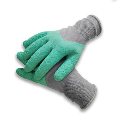 China Daily Work /Manufacturing Construction Work Gloves 13G Polyester Knit Half Latex Coated Foam Ended Safety Gloves for sale