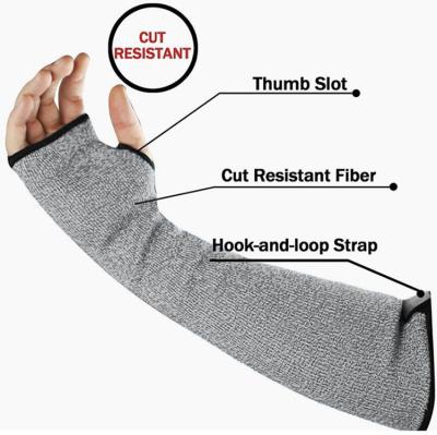 China Individual Packing / Delivery HPPE Knitted Kitchen Glass Industry Thumb Hole Cut Heavy Duty Anti Arm Sleeves Hand Protection for sale