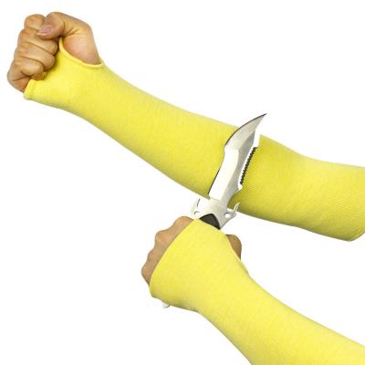 China Individual Packing / Delivery Yarn Aramid Knitted Safety Heat Resistant Welding Arm Cut Resistant Sleeves for sale