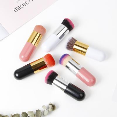 China Portable Single Face Powder Foundation Brush BB Handle Smudge Brush Small Big Pillar Short Makeup Brush Beauty Tools in stock for sale