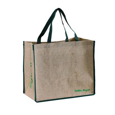 China Wholesale Eco-Friendly Eco-Friendly Natural Custom Printed Logo Manufacturers Reusable Grocery Shopping Tote Bag Burlap Linen Jute Bags for sale