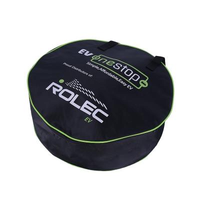 China Black Folding Round Oxford Bag For EV Charging Cable And Portable EV Charger Oxford Cloth Folding Storage Bag for sale