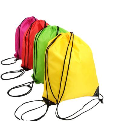 China Eco-friendly and economical in marathon running multicolor spoprt 210d propaganda polyester fiber yellow green red drawstring bag for sale