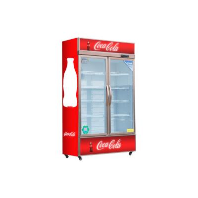 China New Model Single-temperature Double Glass Doors Beverage Showcase Drinks Display Fridge with LED Light for Sale for sale