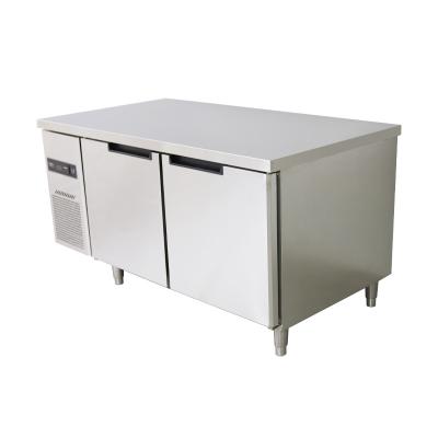 China Double-temperature workbench stainless steel under counter cool refrigerator cooler freezer working table table refrigerator for sale