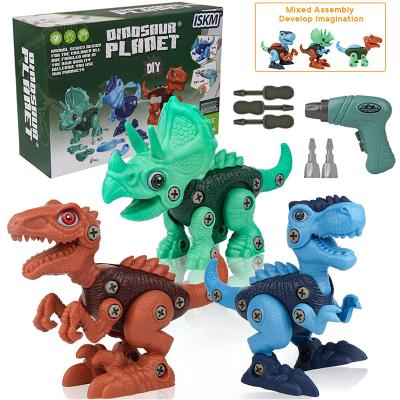 China Wild Animal Models Amazon Hot Selling Children Electric Drill Dinosaur Educational Assembled Toy for sale