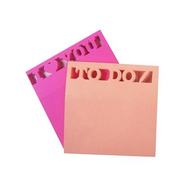 China Self Adhesive Wholesale Hollow-Cut Sticky Notes for Office Memo Pad, Stationery Customized Hollow-Cut Notes+ Sticky for sale