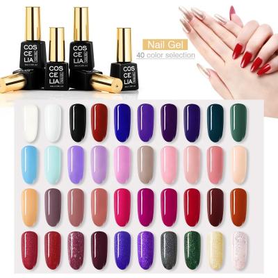 China Nail Art Beauty COSCELIA 40 Colors 8ml Long Lasting Nail Gel Polish Fashion Plastic Bottle for sale