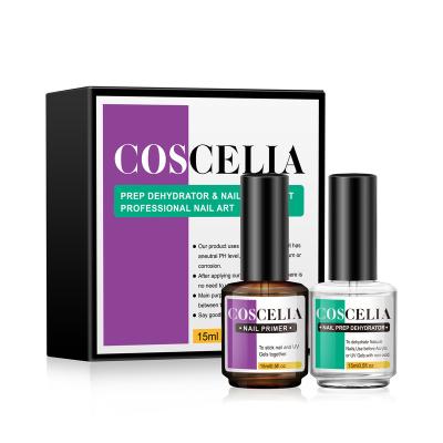 China Professional Air Dry Success COSCELIA Amazon Nail Prep Dehydrate & Top Bonding Primer Set For Gel Nail Polish 15ml for sale