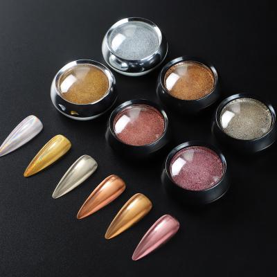 China COSCELIA Fashionable Popular Nail Art Mirror Powder Pigment Shiny Reflective Diamond Chrome Nails Art Powder for DIY Nail Decoration for sale