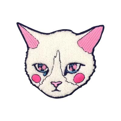 China The Other Large White Chenille Cat Shirt Patch Custom Size for Kids /Girly Patches /Sweater /Hoodie/Animals for sale