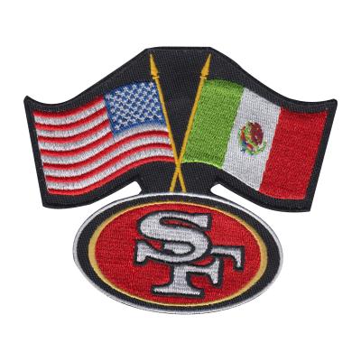 China Viable Custom Badges Heat Press Patches SF High Density Embroidered Patches for sale