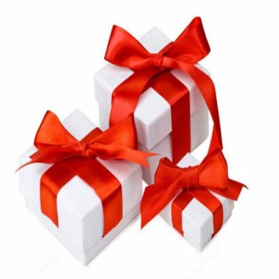 China White Perfect Handmade Rigid Jewelry Gift Boxes Cardboard Red Ribbon Closure for sale