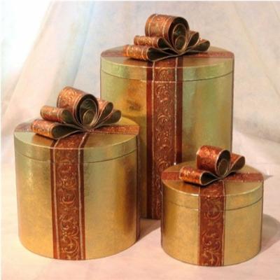 China Brown Round Shape Jewelry Paper Boxes Cardboard Gift Packaging Case for sale