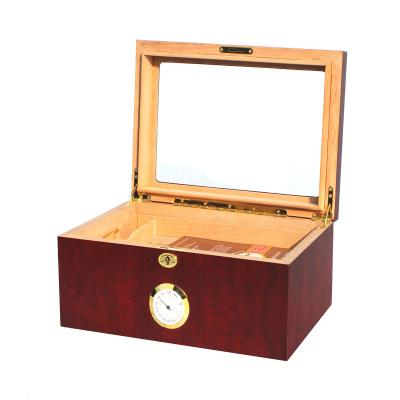 China OEM Glass Window Spain Cigar Gift Box / Wooden Cigar Boxes Hot Stamping for sale