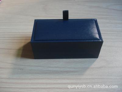 China Handmade Display Leather Cufflink Box Blue Color Logo Customization for sale