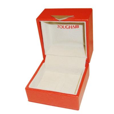 China Luxury Orange Earring Paper Leather Jewelry Box For Women Logo Customized for sale