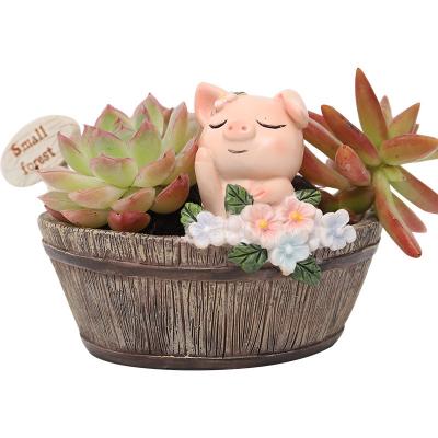 China Potted Succulent Container Flower Pot Country Resin Flower Table Top Creative American Succulent Animal Potted Succulent Container for sale