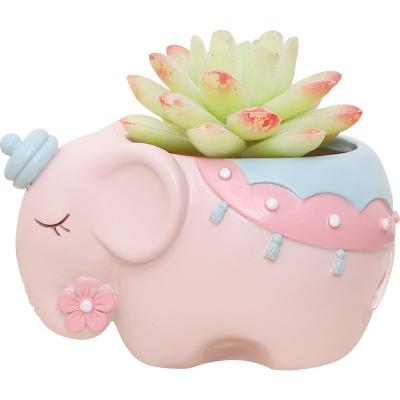 China wholesale Balcony Flower Ware Flower Pot Animal Top Gardening Creative Succulent Potted Cute Cartoon Resin Elephant Flowerpot Tabletop for sale