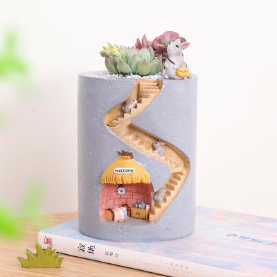 China Wholesale Cute Flowerpot Succulent Creative Micro Landscape Resin Cartoon Hedgehog Flower Pots Hydroponic Desktop for sale