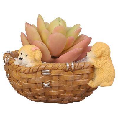 China Cute Hot Selling Handmade Cute Rustic Antique Resin Flower Pots Decoration Desktop Garden Succulent Creative Home Flowerpot for sale